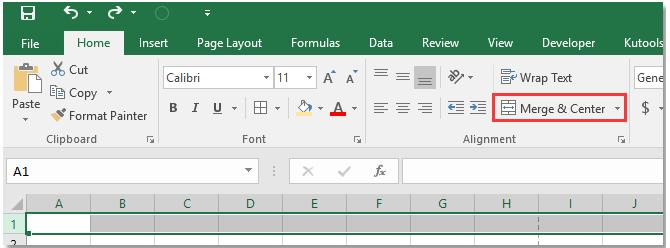 Tùy chọn Merge & Center